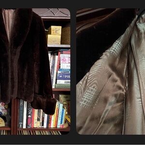 Vintage 1950's Brown Faux Fur Coat Elegant Brown Fur Coat